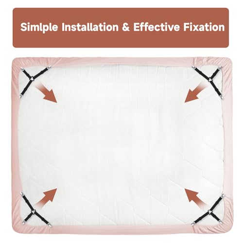 Image of Bed Sheet Straps, Upgrade Fitted Bed Sheet Holders for Corners, Non Slip Sheet Clips Black 8Pcs