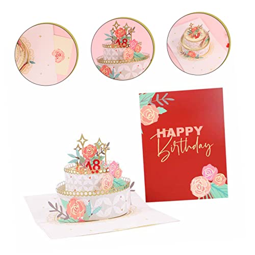 FUNOMOCYA Cartão De Aniversário Cartão De Bolo Floral - Up Cartões De Rosa De Aniversário Cartões De