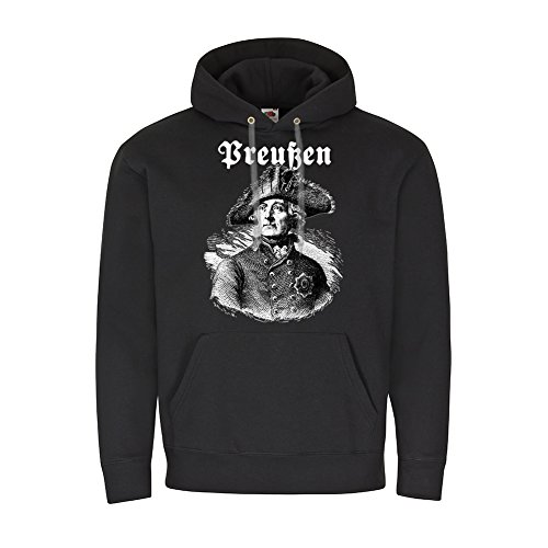 Pull à capuche noir de qualité supérieure motif Roi Fritz Friedrich