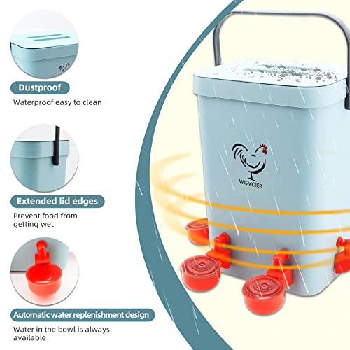 Wismoier Chicken Feeder And Waterer Set,Automatic Chicken Feeding Equipment,Hanging Poultry Waterer Feeder Kit With Auto-Fill Cups,Feeding Ports And Nipples Set,Chicken Coop Accessories,3,2 Gallon #TOP2