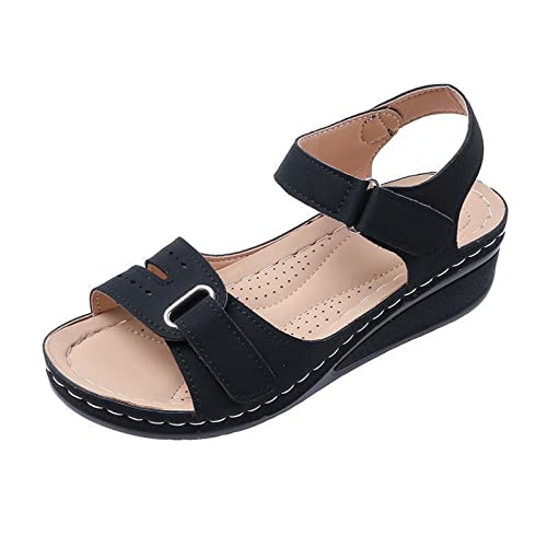 Sandals Women's Sandals Wedge Heel Thick Sole Large Sandals Sandal(D,38)