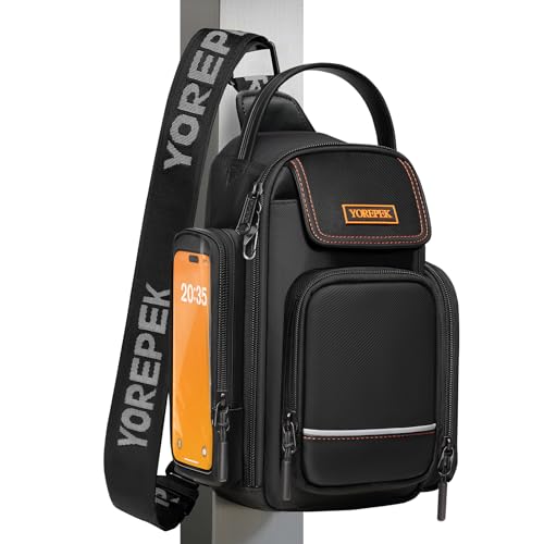 YOREPEK Insulated Magnetic Gym Bag, Small Gym Bag with Phone & Pouch for Air Tag, Crossbody Water-Resistant Bottle Carrier with Adjustable Strap for Work, Gym, Sports