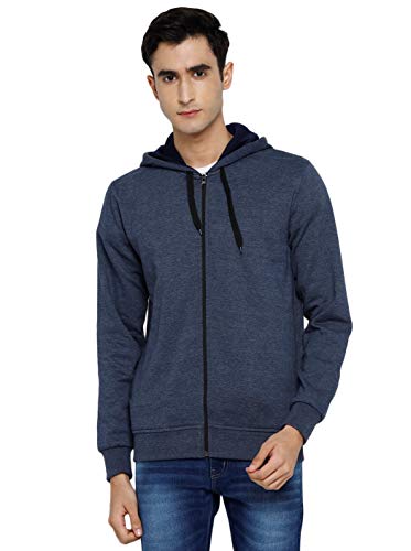 Image of Alan Jones Clothing Men's Solid Zipper Hooded Sweatshirt | Ribbed Hem, Lined Hood, Side Pockets, Durable Zip | Multiple Colors