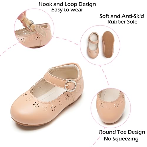 Image of PHIRAMIN Toddler Flower Girl Dress Shoes - Little Girl Mary Janes Flats Wedding