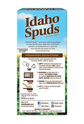 Idaho Spuds Premium Hashbrown Potatoes, 4.2 Ounce (6 Pack), Made from 100% Idaho Potatoes, No Artificial Colors or Flavors; Non-GMO Certified, Gluten Free & Kosher - Thumbnail 3