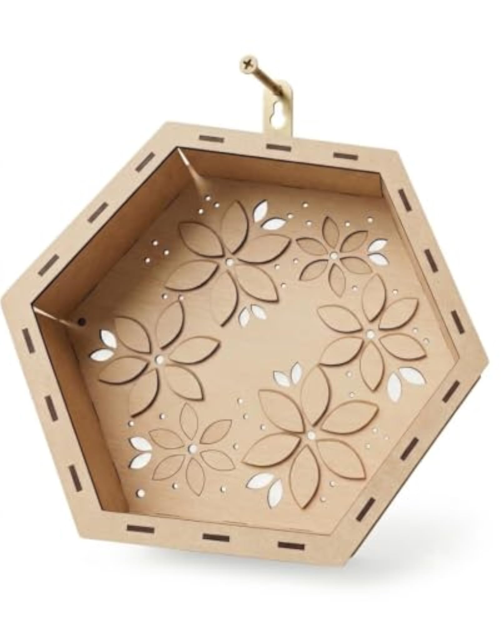 DIY Unfinished Wooden Hexagon Floating Shadow Box Shelf