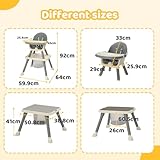 Bonnlo 6-in-1 Convertible Baby High Chair, Adjustable Height with Removable Double Tray & Building Block Table, Multi-Functional Highchair for Toddlers 6-36 Months (Grey) - Image 3