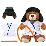 JolliLudo Christmas Bear Clothes Stuffed Animal Clothes Accessories Vacation Robe with Belt Trapper Hat Orange Water Pipe Fit Most 12 -16 Inch Animal Plush Dolls (Bear Not Include)