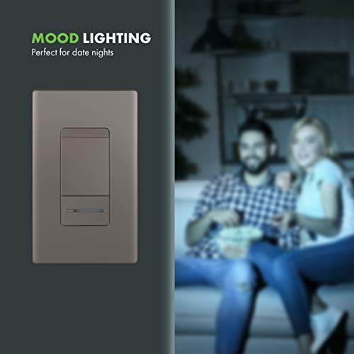 Topgreener Dimmer Switch With Light Adjustment Slider, Single Pole Or 3 Way, 150W Led, 600W Incandescent/Halogen, 120V 60Hz, Ul Listed, Tgdmds-120-Nk, Nickel #TOP6