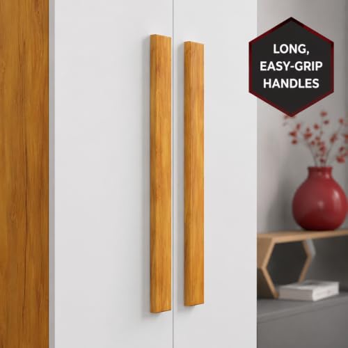 Image of Bniture 2 Door Wardrobe for Bedroom | Almirah for Clothes with 4 Shelves | Spacious Storage Cupboard for Bedroom | Wooden Wardrobe (46D x 80W x 182H CM) | 3 Years Warranty | Giant Wood & Frosty White