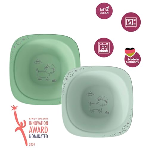 NIP Geschirrset ab 4. Monat, 2 Breischale + 3 Eatgreen Babylöffel, Melamin frei, BPA frei, Spülmaschinenfest, geeignet für die Mikrowelle, made in Germany