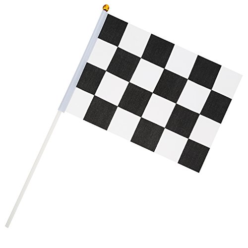 Pangda 24 Pieces Checkered Flag 8 x 5.3 Inch Racing Polyester Flags with Plastic Stick