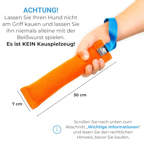 Bull Fit Baumwolle-Nylon Beisswurst für Hunde, 30 cm mit Handschlaufe - Sehr robustes Hundespielzeug für Training IGP IPO Schutzhund, Hundesport, Tauziehen und Zerrspiele mit Hund (Schwarz)