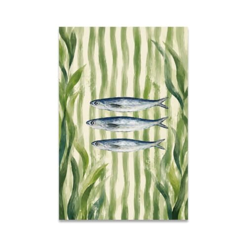 Ocean Fish Poster Coastal Sardines Sea Life Ocean Canvas Wall Art