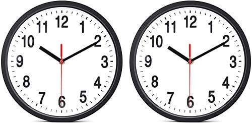 Tebery 2 Pack 10 Inch Silent Non Ticking Wall Clock, Quartz Battery ...