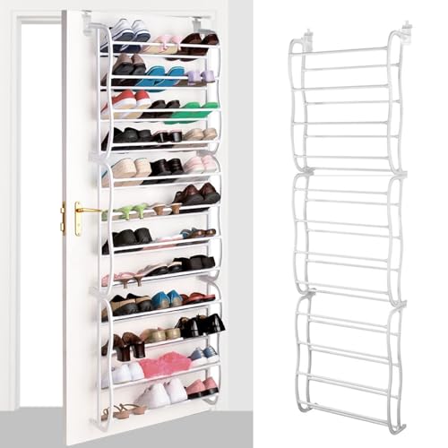 Image of Zorpupoa 36 Pair Over The Door Shoe Rack Holder, 12 Layers Wall Hanging Shoes Closet Fancy Buying Shoes Shelf Storage Organizer Space Saving Organizer