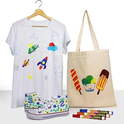 Image of Soni Officemate Fabric Marker | Pack of 8 (Mix Colour)|Wash-Resistant Ink | Ideal for Fabric Art | 4.43 mm Bullet Tip