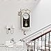 Clockswise Large Vintage Grandfather Wood- Looking Plastic Pendulum Wall Clock for Living Room, Kitchen, or Dining Room, Large White
