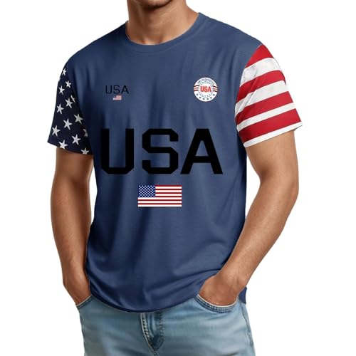 250 Years Shirts for Men USA Shirt 1776-2026 250th Birthday Short Sleeve Crewneck Patriotic Tops American Flag T-Shirt 702 (10-Navy, 3X-Large)