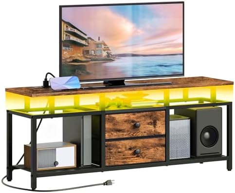 TV Unit, for Television up to 45 Inches, Multimedia Console with ...