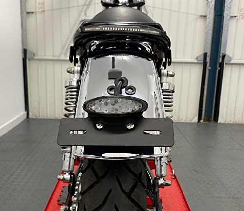 Alchemy Parts Schwarz Sehr Hell E-Geprüft Klarglas Rot LED Heck Bremsleuchte mit Nummernschild Nummernschild Halterung Motorräder Trikes