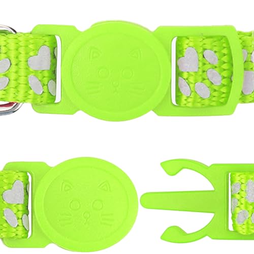 Taglory-Reflective-Cat-Collars-Breakaway-with-Bell-2-Pack-Girl-Boy-Pet-Kitten-Collar-Adjustable-75-125-Inch-Green