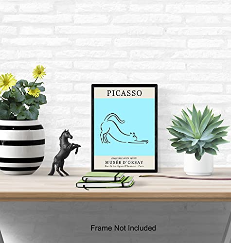 Pablo Picasso Wall Art - Picasso Poster - Cat Home Decor - Blue Cat Wall Art - Pablo Picasso Poster - Pablo Picasso Prints - Pablo Picasso Art - Cat Wall Decor - Cute Cat Lover Gifts For Women - 8X10 #TOP4