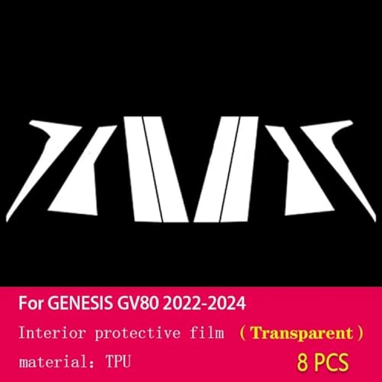 Car Exterior A/B Window Pillar Anti Scratch Transparent TPU Protection Film,for Genesis GV80 2022-2024