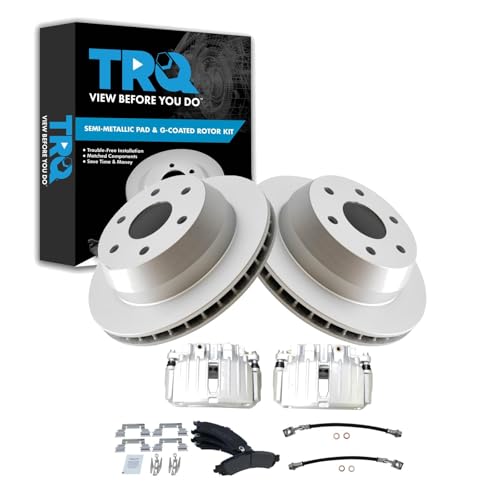 Image of TRQ Brake Pad & Rotor Kit Semi-Metallic Compatible with 02-06 Cadillac 00-06 Chevrolet GMC