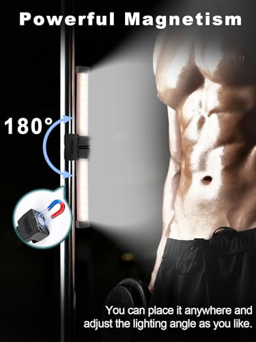 Image of Gym Lamp, YETHKE Portable Gym Lighting for Posing, Magnetic Work Light with Portable Charger, Gift for Men /Women, 180 Rotate Foldable with Hang Hook Camping Lamp, LED Handheld Flashlight-Rose
