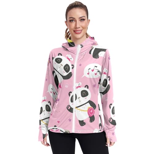 KLL Moletom feminino com capuz protetor solar FPS 50+ proteção feminina panda fofo desenho animado r