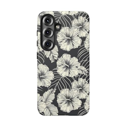 Coque rigide mate Samsung S25 antichoc à motif floral noir