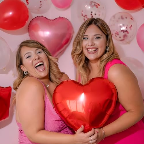 Image of Red Heart Ballloons,18 Inch Bright R Foil Love Heart Shaped Balloons 12Pcs Red love balloon for Anniversary Wedding Birthday Party Baby Shower Valentines Day Decorations(12Pcs)