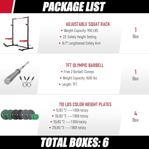 Image of FLYBIRD SR1 Squat Rack, Adjustable Power Rack for 6FT /7FT Barbells | Squat Rack for Home Gyms with Pull-Up Bar,22 Adjustment Positions, J-Hooks and Safety Spotter Arms w / 110 /180LBS Home Package