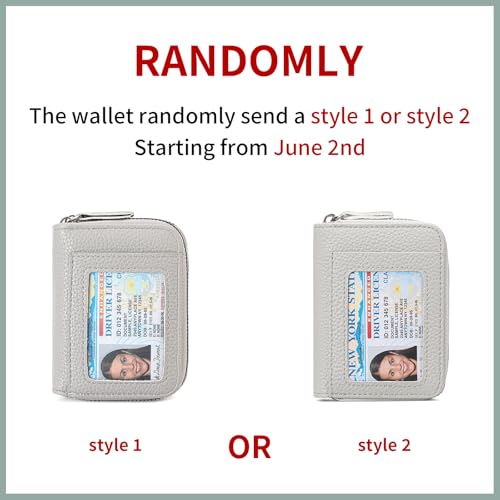 Image of RNIEGA Credit Card Holder Wallet RFID Blocking Leather Small Wallet for Women Double Zipper Wallet with ID Window