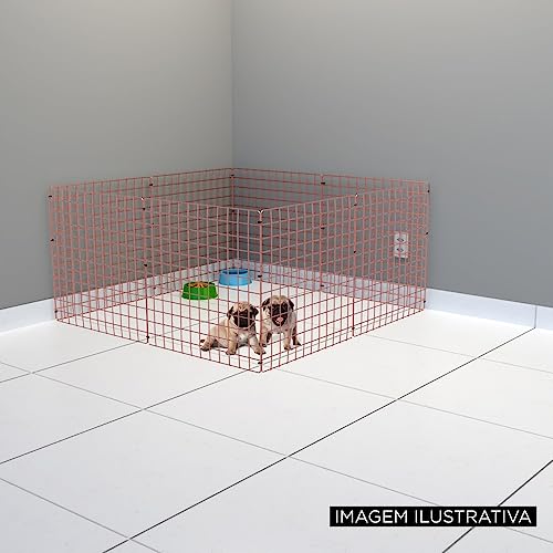 Cercado Pet Dobravel Móvel Articulado Cachorro Pequeno Porte Gato 8 Telas 60cm Rose Gold