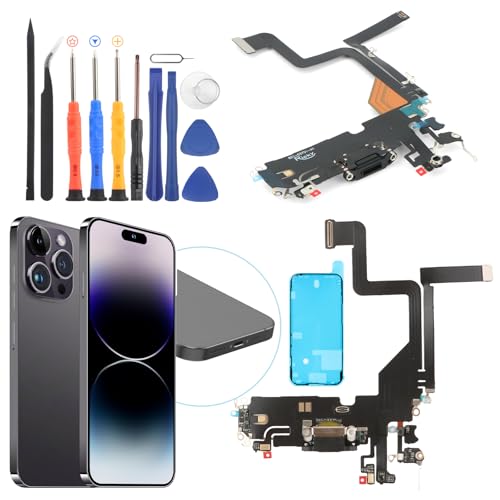 Dock Connector for iPhone 14 Pro Charging Port Flex Cable Replacement for iPhone 14 Pro Charger Dock Board Connector with Tools(Black) by YWLRONG - Used condition - US$10.42