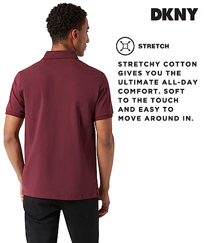 Dkny Men’s Polo Shirt – Cotton Mens Short Sleeve Polo Shirts | No Curl Collar Quick Dry Regular Fit Moisture-Wicking Golf Shirt For Men (Sizes: S-2Xl) Garnet #TOP4