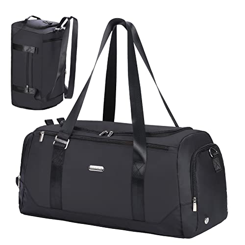 Honymum Travel Duffle Bag (40L) For Men,Medium Sports Gym Bag With Shoe Compartment &Wet Pocket,Weekend Overnight Bags Waterproof Carry On Duffel Bag Backpack For Mens Traveling,Black #TOP4