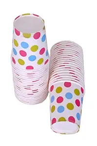 Origami Disposable Party Paper Cups/Paper Glass - 200ml - 50 Cups Per Pack - Pack of 2-100 Cups - Polka Dots
