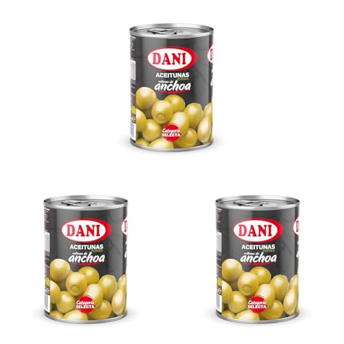Dani - Aceitunas (Extra Grandes) rellenas de Anchoa 350 gr. (Paquete de 3)