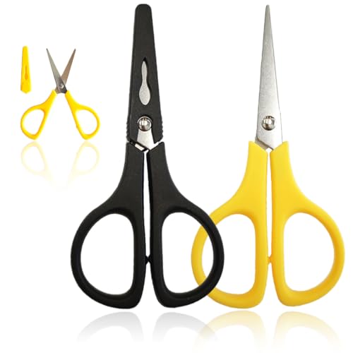 2Pcs Medium Scissors Safety Scissors with Cap Craft Shears for Classroom Office Home (Yellow & Black)