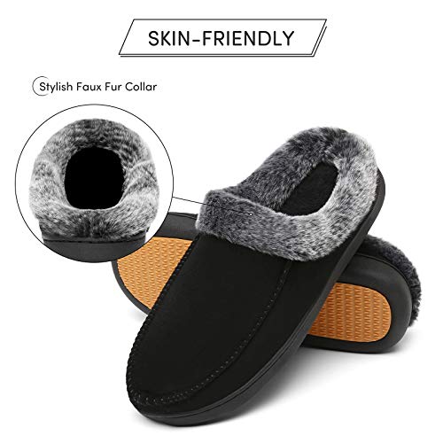 Mishansha Women's House Shoes Memory Foam Suede Moccasin Slippers Winter Warm Fleece Lined Home Shoes with Anti-Skid Rubber Sole3