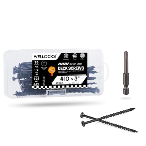 Vis à bois de 7,6 cm pour stopper la rouille sur les clôtures extérieures avec embout Torx T25 noir