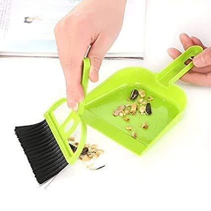 Image of GNE Mini Dustpan with Brush Broom Set for Multi-Purpose Cleaning Brush Keyboards, Dining Table, Car Cleaning, Refrigerator Cleaning kit, Carpets (Assorted, Small)