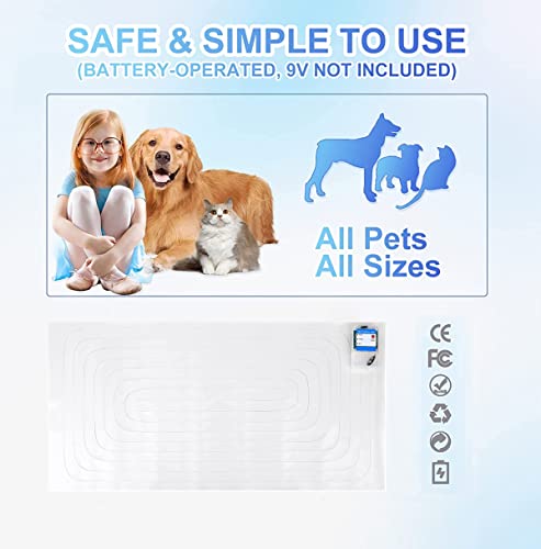 Seerway Scat Pet Shock Mat Indoor, Safe Shock Training Pads For Dogs And Cats, Electric Repellent Mat Keeps Pets Off Couch, Sofa, Counter Top, 3 Training Modes, 22"X14" Rectangular, Battery Operated #TOP3