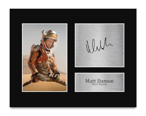 HWC Trading Matt Damon The Martian Mark Watney Gifts Printed Signed Autograph Picture for Movie Memorabilia Fans - US Letter (ID-012245)
