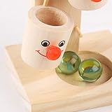 Taidda Lernspielzeug aus Holz, Clown-Marmor-Kugellaufbahn-Spiel, Leuchtende Farben für die Gehirnentwicklung, 1 Clown-Tisch, 3 Murmeln (White)