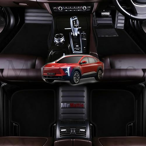 Image of Mr Mattie 10D Car Foot Mat for Ford Ecosport (2017-22) | Premium Leather | Luxurious & Elegant Look | Waterproof and Washable | Custom Fitted Car Floor Mat - Black