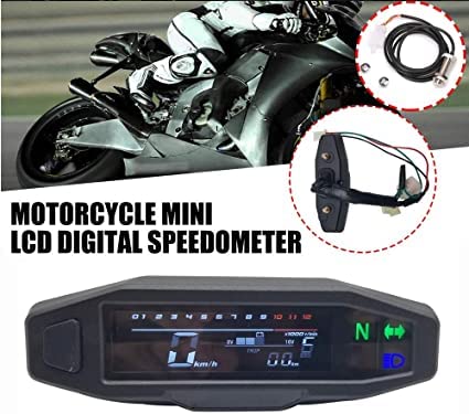 Compteur moto, TOTMOX Jauge de compteur kilométrique numérique universel LCD LED pour vélo de moto de jauge KR 200, conversion de moto Z1000 compteur LCD indicateur de rapport engagé moto